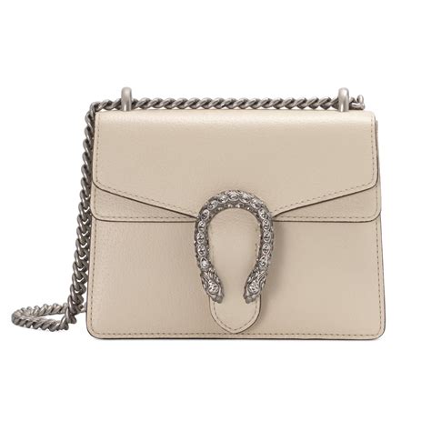 White Leather Dionysus Mini Chain Bag 